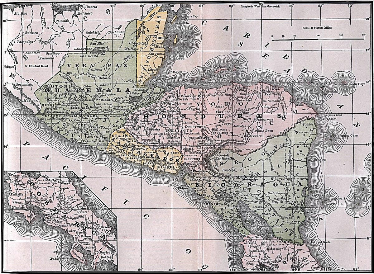 地図のイギリスホンジュラス