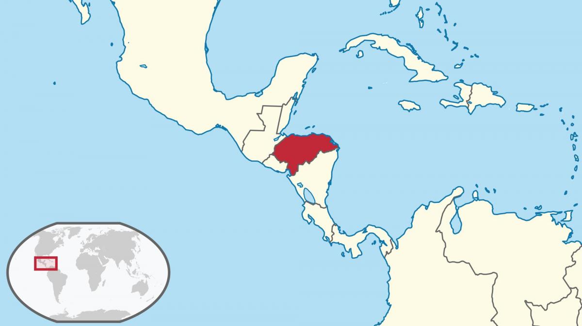 ホンジュラスの場所が世界の地図