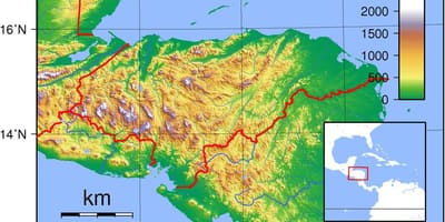 地図ホンジュラスの地形