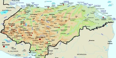 地図ホンジュラス及びその近隣周辺国で