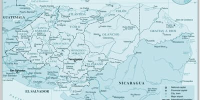 地図の物理地図のホンジュラス