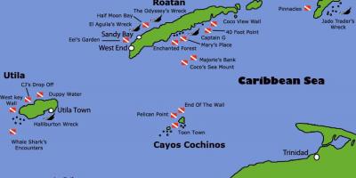 島のホンジュラスの地図